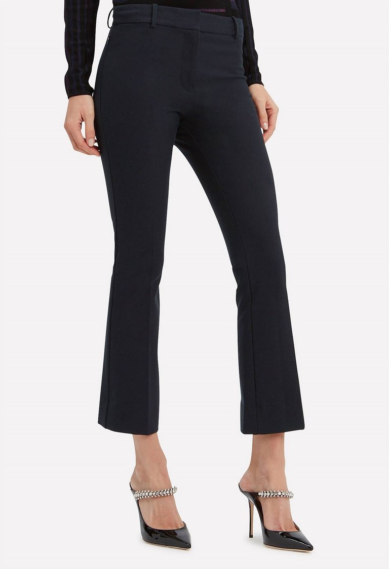 Crop Flare Trousers In Black - Black