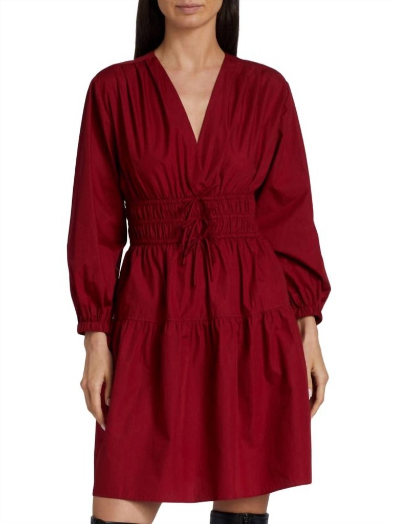 Emma V-Neck Dress - Merlot