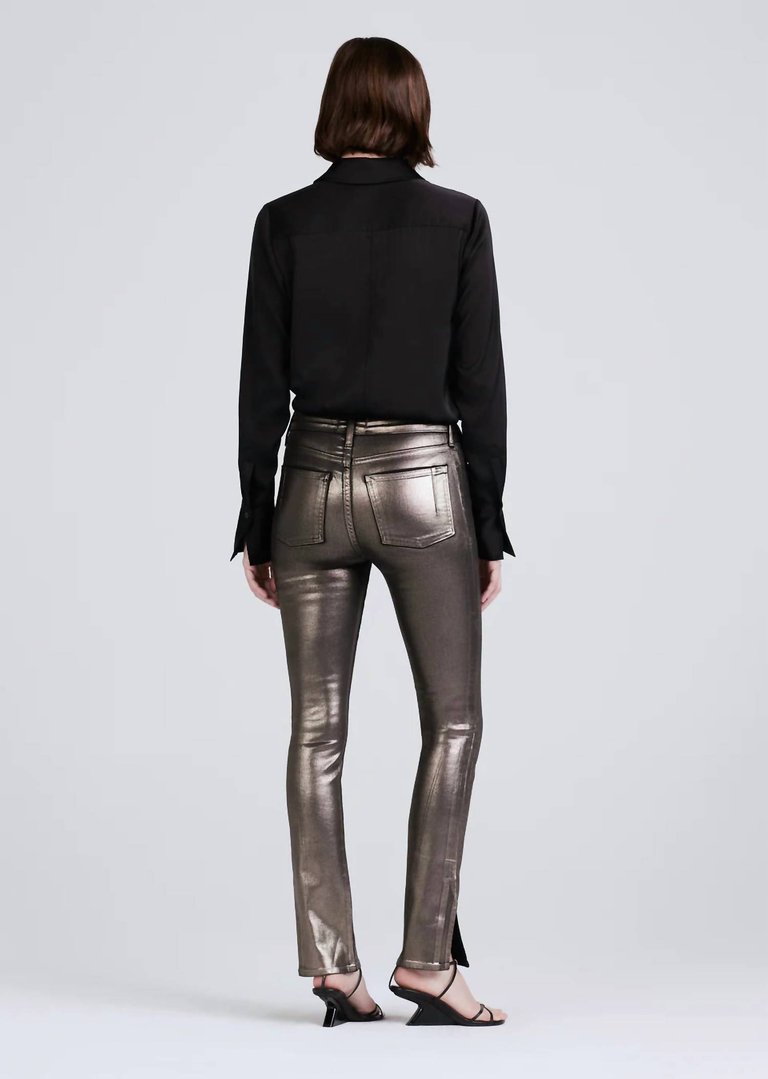 Kyle High Rise Legging Skinny Jeans In Metallic Coated