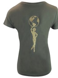 Cotton Army Green Star Lady T Shirt