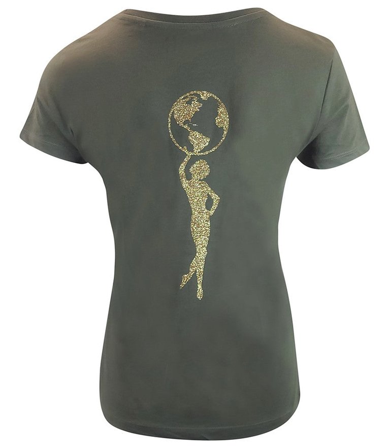 Cotton Army Green Star Lady T Shirt