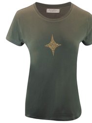 Cotton Army Green Star Lady T Shirt - Army Greem