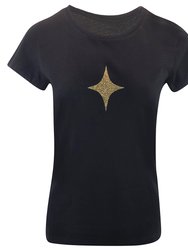 Cotton Black Star Lady T Shirt - Black