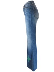 Denim Emerald Jean With Glitter Star