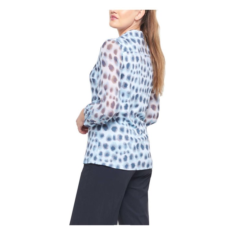 Desoto Pia 3/4 Blouse In Blue Leopard