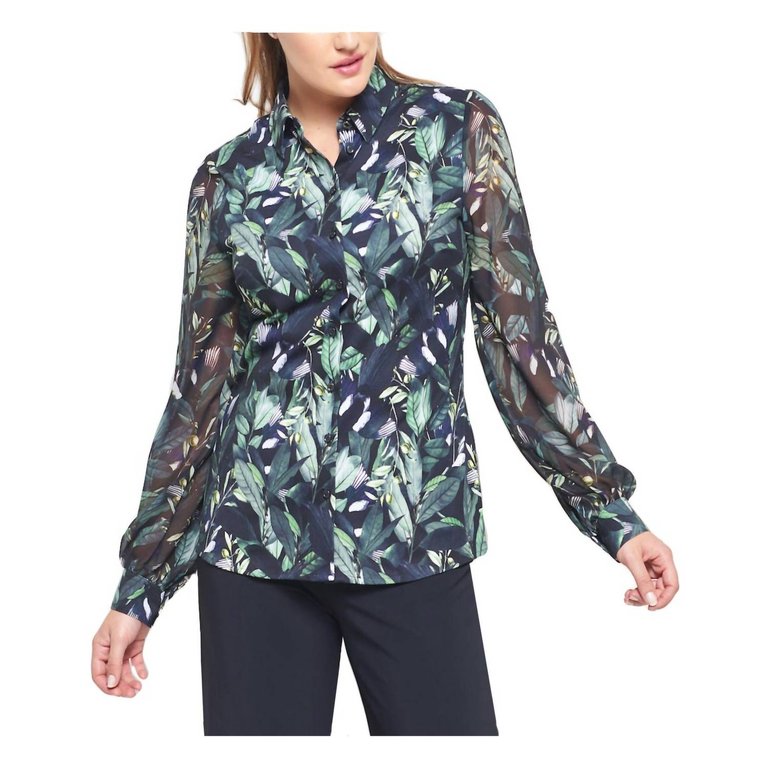 Leaf Print Blouse In Green/Multi - Green/Multi