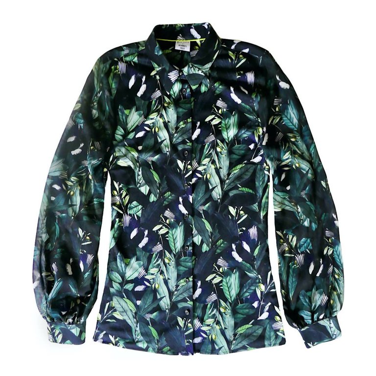 Leaf Print Blouse In Green/Multi