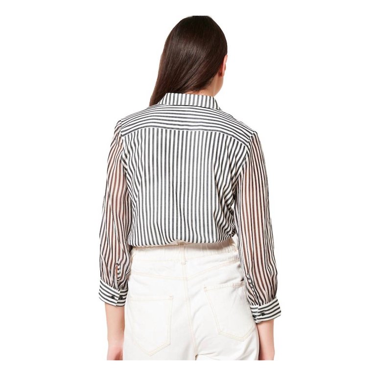 Pia 3/4 Blouse In Classic Stripe