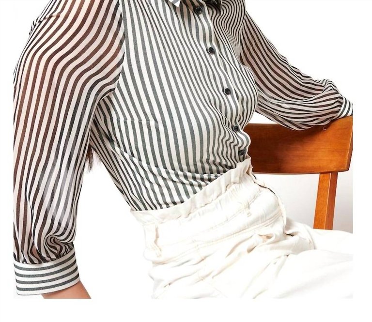 Pia 3/4 Blouse In Classic Stripe - Classic Stripe