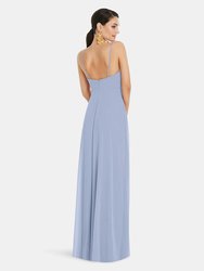 Adjustable Strap Wrap Bodice Maxi Dress with Front Slit