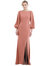 Bishop Sleeve Open-Back Trumpet Gown With Scarf Tie - Desert Rose