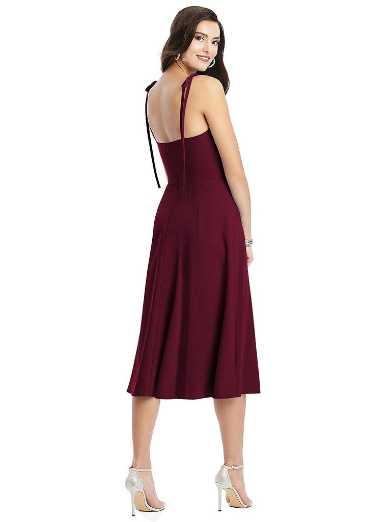 Bustier Crepe Midi Dress With Adjustable Bow Straps - 3069