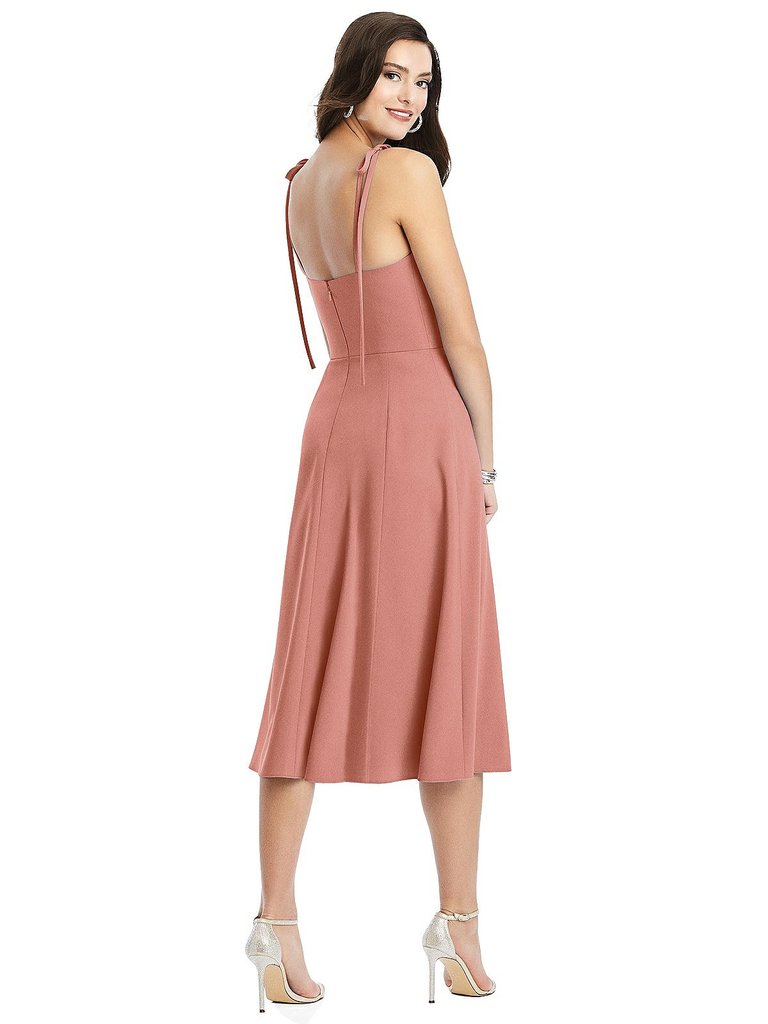 Bustier Crepe Midi Dress With Adjustable Bow Straps - 3069