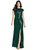 Cap Sleeve Cowl-Back Sequin Gown with Front Slit - 3043 - Hunter Green