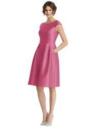 Cap Sleeve Pleated Cocktail Dress with Pockets - D766 - Tea Rose