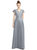 Cap Sleeve V-Neck Satin Gown with Pockets - D779 - Platinum