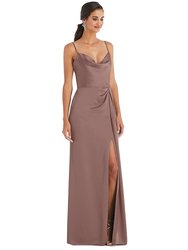 Cowl-Neck Draped Wrap Maxi Dress With Front Slit - 3072 - Sienna