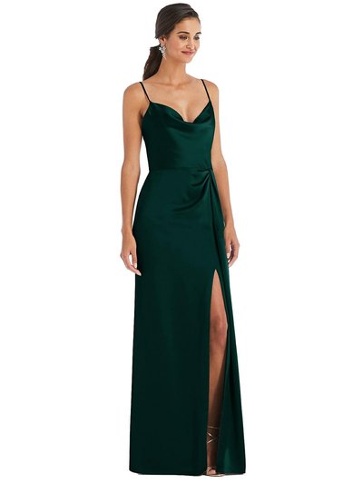 Dessy Collection Cowl-Neck Draped Wrap Maxi Dress With Front Slit - 3072 product