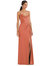 Cowl-Neck Draped Wrap Maxi Dress With Front Slit - 3072 - Terracotta Copper