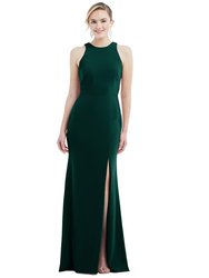 Cutout Open-Back Halter Maxi Dress With Scarf Tie - 3084 - Evergreen