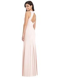 Diamond Cutout Back Trumpet Gown With Front Slit