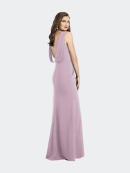 Draped Backless Crepe Dress With Pockets