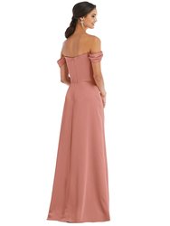 Draped Pleat Off-The-Shoulder Maxi Dress - 3079