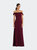 Draped Pleat Off-The-Shoulder Maxi Dress - Cabernet