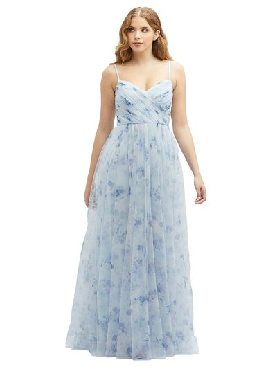 Dessy Collection Floral Ruched Wrap Bodice Tulle Dress With Long Full Skirt - 3128FP product