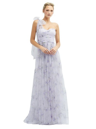Dessy Collection Floral Scarf Tie One-Shoulder Tulle Dress with Long Full Skirt - 3130FP product