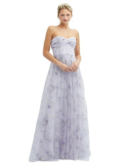 Dessy Collection Floral Strapless Twist Cup Corset Tulle Dress With Long Full Skirt - 3129FP product