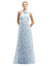 Floral Tie-Back Halter Tulle Dress with Long Full Skirt & Rosette Detail - 3131FP - Mist Garden