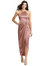 Halter Midi Dress With Draped Tulip Skirt - Desert Rose
