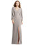 Long Puff Sleeve V-Neck Trumpet Gown - 3083 - Taupe