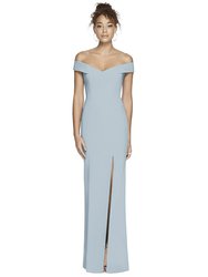 Off-the-Shoulder Criss Cross Back Trumpet Gown - 3012  - Mist