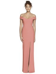 Off-the-Shoulder Criss Cross Back Trumpet Gown - 3012  - Desert Rose