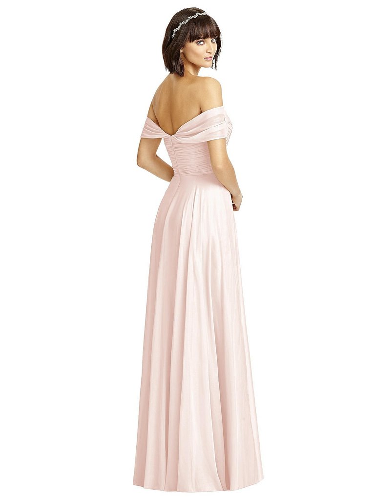 Off-The-Shoulder Draped Chiffon Maxi Dress - 2970