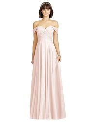 Off-The-Shoulder Draped Chiffon Maxi Dress - 2970 - Blush