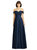 Off-The-Shoulder Draped Chiffon Maxi Dress - 2970 - Midnight Navy