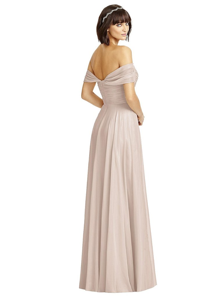 Off-The-Shoulder Draped Chiffon Maxi Dress - 2970