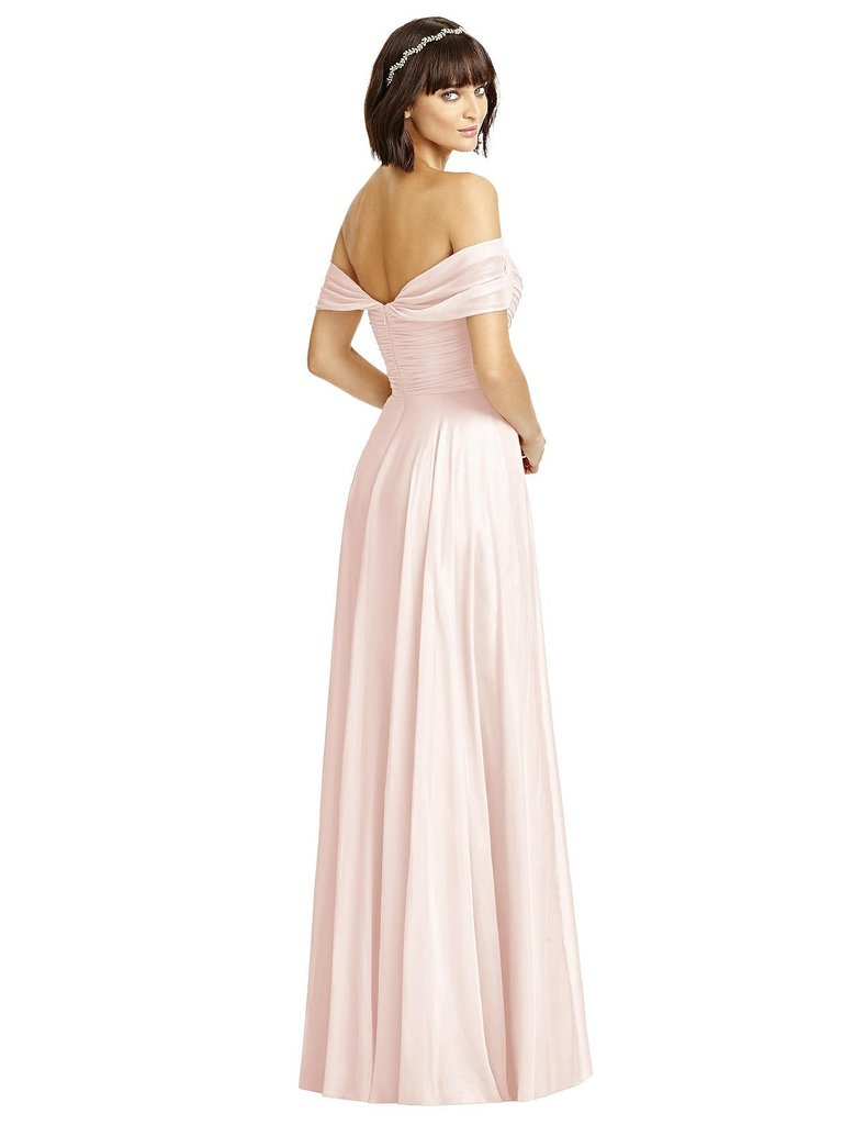 Off-the-Shoulder Draped Chiffon Maxi Dress - 2970