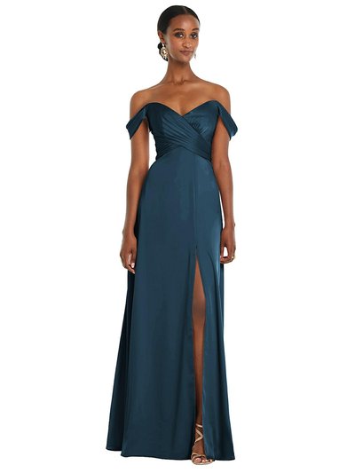 Dessy Collection Off-the-Shoulder Flounce Sleeve Empire Waist Gown With Front Slit - 3108 product
