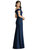 Off-The-Shoulder Notch Trumpet Gown with Front Slit - 3038