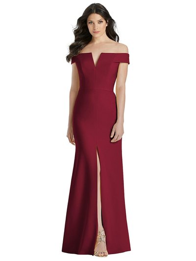Dessy Collection Off-The-Shoulder Notch Trumpet Gown with Front Slit - 3038 product
