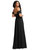 Off-The-Shoulder Pleated Cap Sleeve A-line Maxi Dress - 3124