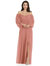 Off-The-Shoulder Puff Sleeve Maxi Dress with Front Slit - 3104  - Desert Rose