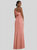 One-Shoulder Draped Twist Empire Waist Trumpet Gown - 3111