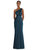 One-Shoulder Draped Twist Empire Waist Trumpet Gown - 3111 - Atlantic Blue