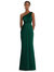 One-Shoulder Draped Twist Empire Waist Trumpet Gown - 3111 - Hunter Green