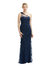 One-Shoulder Fit And Flare 3D Floral Embroidered Dress - 3133 - Midnight Navy